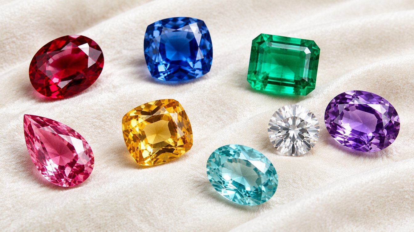Loose colored gemstones — ruby, sapphire, emerald, amethyst and more