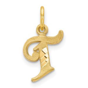 14k Letter T Initial Charm