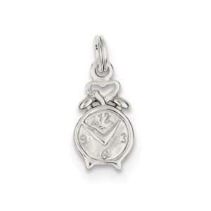 Sterling Silver Polished Clock Charm
