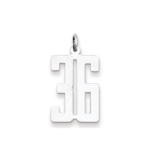 Sterling Silver/Rhodium-plated Elongated Number 36 Charm