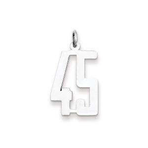 Sterling Silver/Rhodium-plated Elongated Number 45 Charm
