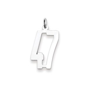 Sterling Silver/Rhodium-plated Elongated Number 47 Charm