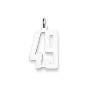 Sterling Silver/Rhodium-plated Elongated Number 49 Charm