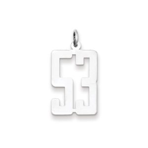 Sterling Silver/Rhodium-plated Elongated Number 53 Charm