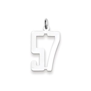 Sterling Silver/Rhodium-plated Elongated Number 57 Charm