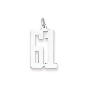 Sterling Silver/Rhodium-plated Elongated Number 61 Charm