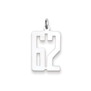 Sterling Silver/Rhodium-plated Elongated Number 62 Charm