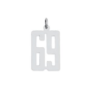 Sterling Silver/Rhodium-plated Elongated Number 69 Charm
