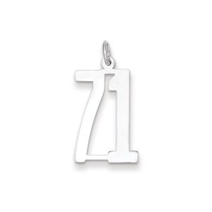 Sterling Silver/Rhodium-plated Elongated Number 71 Charm