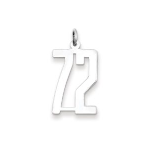 Sterling Silver/Rhodium-plated Elongated Number 72 Charm