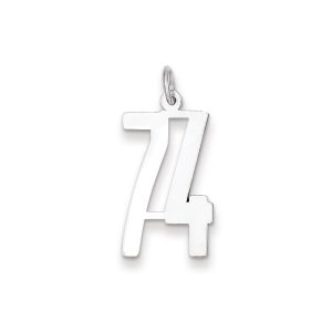 Sterling Silver/Rhodium-plated Elongated Number 74 Charm