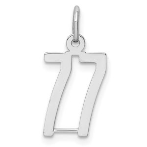 Sterling Silver/Rhodium-plated Elongated Number 77 Charm
