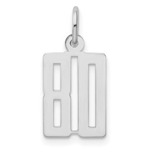 Sterling Silver/Rhodium-plated Elongated Number 80 Charm