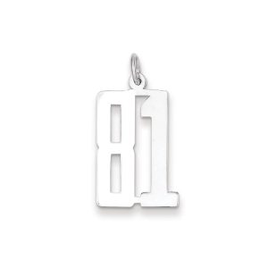 Sterling Silver/Rhodium-plated Elongated Number 81 Charm
