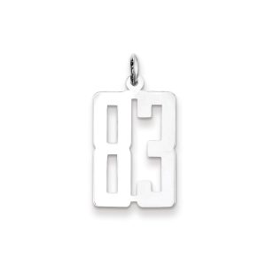 Sterling Silver/Rhodium-plated Elongated Number 83 Charm