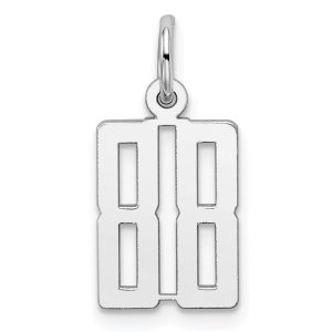 Sterling Silver/Rhodium-plated Elongated Number 88 Charm