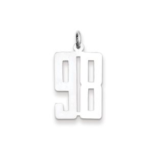 Sterling Silver/Rhodium-plated Elongated Number 98 Charm