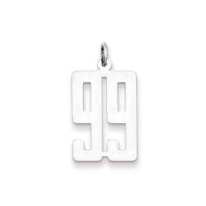 Sterling Silver/Rhodium-plated Elongated Number 99 Charm