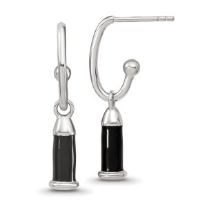 Sterling Silver Reflections Rh-plated Enamel Dangle Jhoop Post Earrings