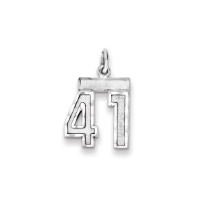 Sterling Silver Rhodium-plated Diamond-cut #41 Charm