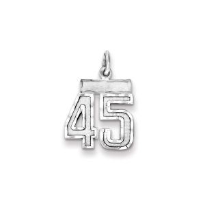 Sterling Silver Rhodium-plated Diamond-cut #45 Charm