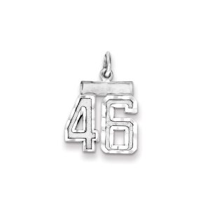 Sterling Silver Rhodium-plated Diamond-cut #46 Charm