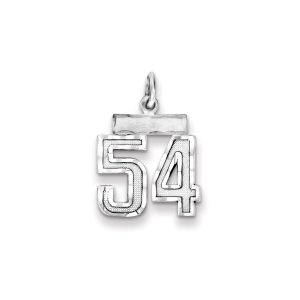 Sterling Silver Rhodium-plated Diamond-cut #54 Charm
