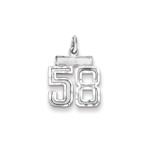 Sterling Silver Rhodium-plated Diamond-cut #58 Charm