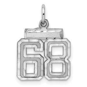 Sterling Silver Rhodium-plated Diamond-cut #68 Charm