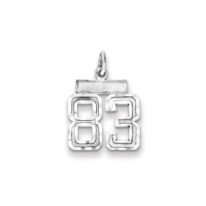 Sterling Silver Rhodium-plated Diamond-cut #83 Charm