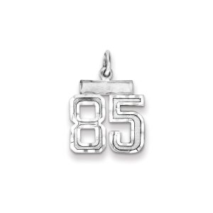 Sterling Silver Rhodium-plated Diamond-cut #85 Charm