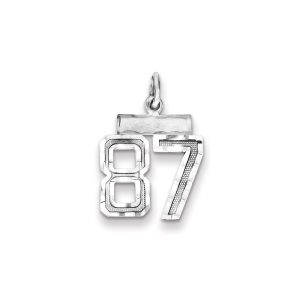 Sterling Silver Rhodium-plated Diamond-cut #87 Charm