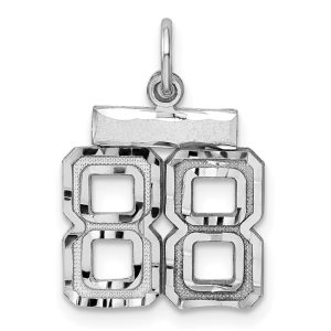 Sterling Silver Rhodium-plated Diamond-cut #88 Charm
