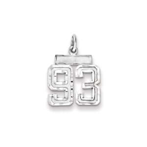 Sterling Silver Rhodium-plated Diamond-cut #93 Charm