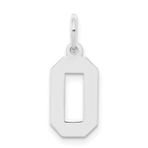 Sterling Silver/Rhodium-plated Polished Number 0 Charm