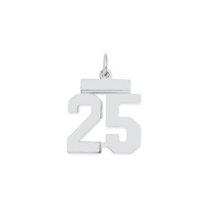 Sterling Silver/Rhodium-plated Polished Number 25 Charm