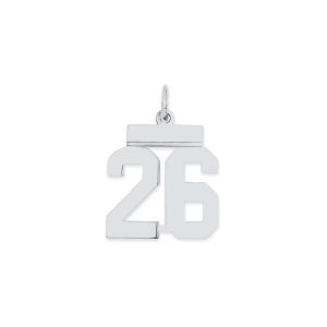 Sterling Silver/Rhodium-plated Polished Number 26 Charm