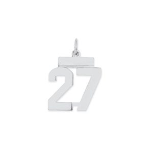 Sterling Silver/Rhodium-plated Polished Number 27 Charm