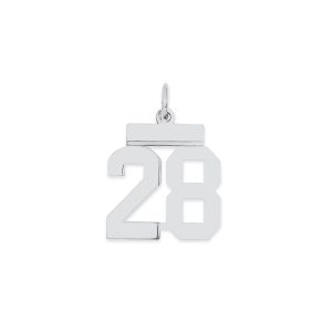 Sterling Silver/Rhodium-plated Polished Number 28 Charm