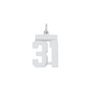 Sterling Silver/Rhodium-plated Polished Number 31 Charm