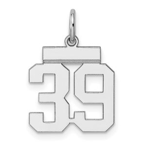 Sterling Silver/Rhodium-plated Polished Number 39 Charm