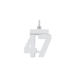 Sterling Silver/Rhodium-plated Polished Number 47 Charm