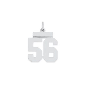 Sterling Silver/Rhodium-plated Polished Number 56 Charm