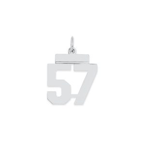 Sterling Silver/Rhodium-plated Polished Number 57 Charm