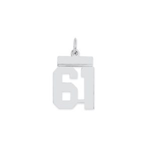 Sterling Silver/Rhodium-plated Polished Number 61 Charm