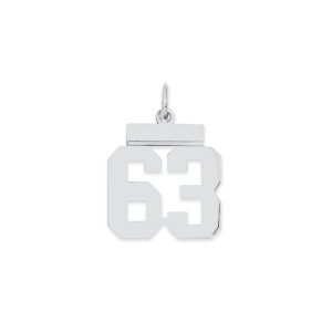 Sterling Silver/Rhodium-plated Polished Number 63 Charm