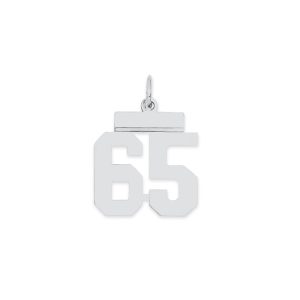 Sterling Silver/Rhodium-plated Polished Number 65 Charm