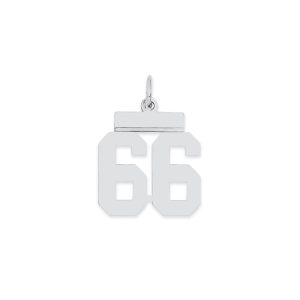 Sterling Silver/Rhodium-plated Polished Number 66 Charm