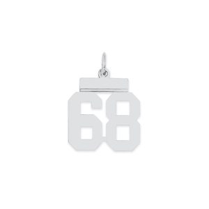 Sterling Silver/Rhodium-plated Polished Number 68 Charm