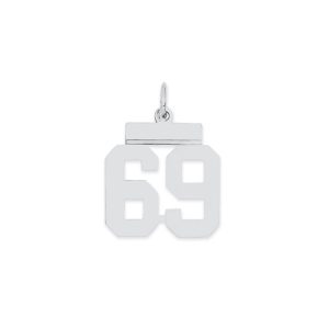 Sterling Silver/Rhodium-plated Polished Number 69 Charm